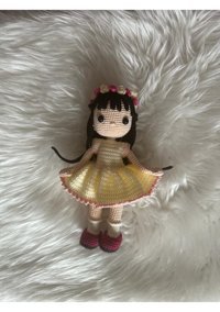 Trendtel Amigurumi Çiçek Bebek Organik Örgü Oyuncak 30 cm Peluş Oyuncak