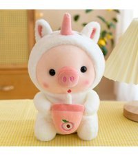 Worryfreeshopping Beyaz Süt Çay Domuzu Bebek 25 cm Peluş Oyuncak
