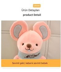 Sunflower Pink Karikatür Fare Bebek 35 cm Peluş Oyuncak