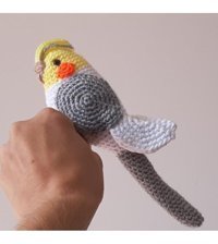 Nildamigurumi Oyuncak Kuş Gri Beyaz Sultan Papağan Peluş Oyuncak