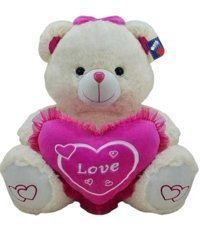 Halley Oyuncak Beyaz Favori Love Kalpli Ayı 45 cm Peluş Oyuncak