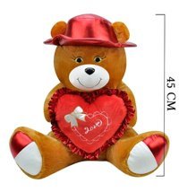 Selay Oyuncak Kahverengi Şapkalı Ayı 45 cm Peluş Oyuncak