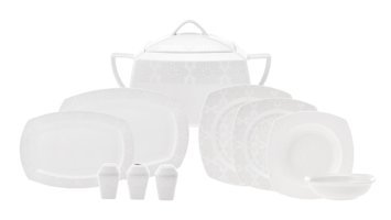 Karaca New Suha Cream 60 Parça 12 Kişilik Porselen Kare Yemek Takımı