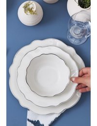 Karaca Daisy Platinium Wave Shape 27 Parça 6 Kişilik Porselen Yuvarlak Yemek Takımı