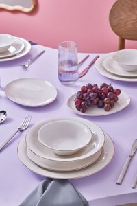 Karaca Fine Pearl Streamline Realto 60 Parça 12 Kişilik İnci Yuvarlak Yemek Takımı