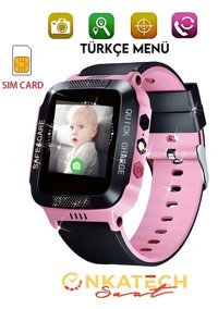 Onkatech Q90-PLUS Kameralı Çocuk Akıllı Saat Pembe