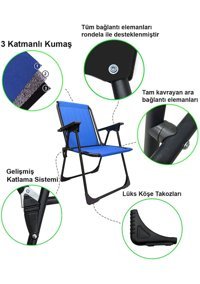 Moniev Kolçaklı Mavi Tekli Kamp Sandalyesi