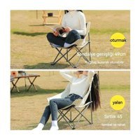 Happyplanet Katlanır Kolsuz Bej Tekli Kamp Sandalyesi