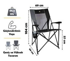 Gci Outdoor Kolçaklı Siyah Tekli Kamp Sandalyesi