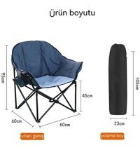 Worryfreeshopping Katlanır Kolsuz Açık Mavi Tekli Kamp Sandalyesi