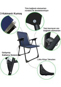 Moniev Kolçaklı Lacivert Tekli Kamp Sandalyesi