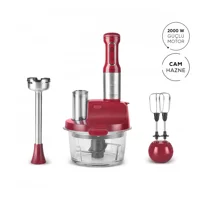 Karaca Mastermaid Prosteel Doğrayıcılı Rendeli Çırpıcı 2000 W Kırmızı Mutfak Robotu