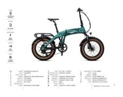 Loop Fat Bike 250 W 100 Km 20 Jant 7 Vites Katlanır Dağ Elektrikli Bisiklet Yeşil