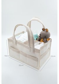 Jasper Kare Şeritli Keçe Bebek El Çantası Bej