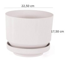 Minia Bahçe Plastik Tabaklı 6 lt Saksı Kirli Beyaz