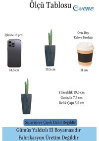 Evene Beton Çiçek Saksı Siyah