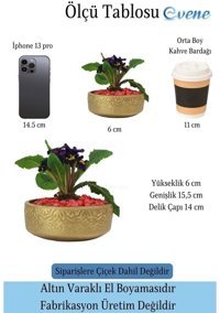 Evene Beton Büyük Boy Çiçek Saksı Altın