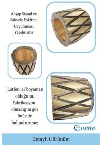 Evene Ahşap Ayaklı Beton Dekoratif Baklava Model Saksı Altın Eskitme