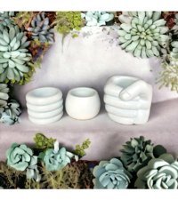 Cococraft Beton 3 Adet Skulent Saksı Mavi