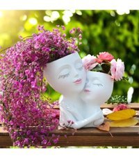 Florada İskandinav Sarılmış Sukulent Saksı Beyaz