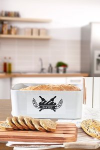 Cookbella Kapaklı Beyaz Ekmek Kutusu