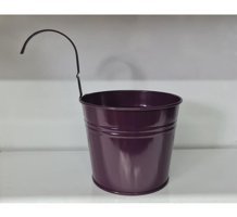 Feronya Metal Kulplu Balkon Saksısı Kova Mor