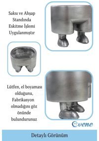 Evene Ahşap Ayaklı Beton Dekoratif Pantolon Model Saksı Gümüş Eskitme