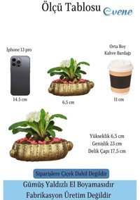 Evene Beton Eskitme Büyük Çiçek Saksı Altın
