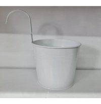 Feronya Metal Kulplu Balkon Saksısı Beyaz