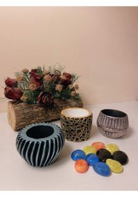 1001Fidan Polyester Sukulent 3 Adet Saksı