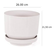 Minia Bahçe Plastik Tabaklı 1 Adet 9 lt Saksı Kirli Beyaz