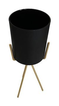 Aden Tasarım Pirinç Tripod Ayaklı Saksı Siyah