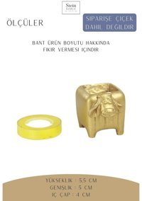 Evene Dekoratif Kaktüs Mini Inek Model Saksı Altın