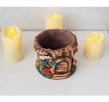 Florada Şirinler Evi Beton Doğal Orta Boy Retro Boyalı Saksı