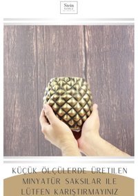 Evene Büyük Boy Ananas Model Saksı Altın Eskitme