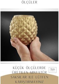 Evene Büyük Boy 2 Adet Ananas Model Saksı Altın