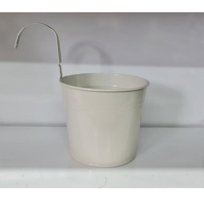 Feronya Metal Kulplu Balkon Saksısı Kova Krem