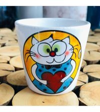 Özen Çiçekçilik Seramik Sevimli Kedi Dekoratif Kaktüs Sukulent Uyumlu Saksı