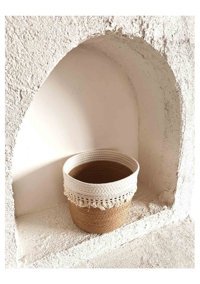 Edecor Hasır Sepet Püsküllü Sepet Saksı