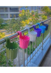 Poliwork Akasya Askılı Balkon Bahçe 1.5 lt Saksı Beyaz