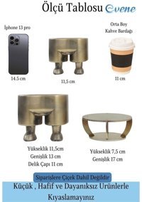 Evene Ahşap Ayaklı Beton Büyük Boy Pantolon Model Saksı Altın Eskitme