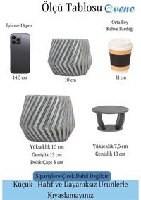 Evene Ahşap Ayaklı Beton Dekoratif Dişli Model Saksı Gümüş Eskitme