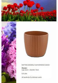 Montesev Rattan Çiçek 5.6 lt Saksı Kiremit Rengi
