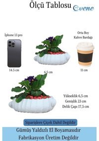 Evene Beton Çiçek Saksı Beyaz