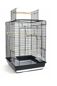 Salıncak Petshop Dikdörtgen Krom Papağan Kafesi Siyah