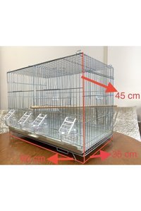 Bayraktar Pet Ayaklı Dikdörtgen Krom Muhabbet Kuşu Kafesi Beyaz