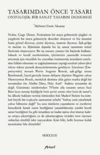 Tasarımdan Önce Tasarı - Ontolojik Bir Sanat Tasarım Denemesi Mehmet Emin Aksaray Armoni