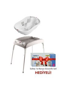 Ok Baby Onda Evol Ayaklı Beyaz Katlanır Bebek Küveti Seti