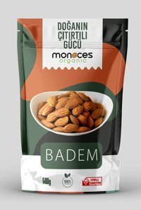 Monoces Organıc Organik Tane Çiğ Badem İçi 500 gr