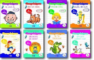 Okumaya Başlıyorum Serisi Elakin Seti- Dik Temel Harflerle - 8 Kitap Takım Kolektif Yuva